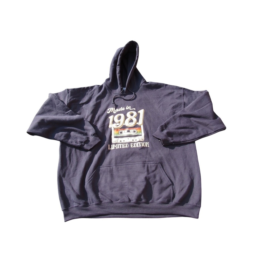 Gildan Hoodie Men's Navy Blue 2XL Made in 1981 Graphic Cotton‎ Blend - Picture 3 of 10